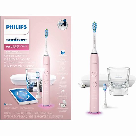  Philips 飞利浦 Sonicare 9350 钻石亮白 粉红款 智能牙刷 199.95加元包邮！2色可选！