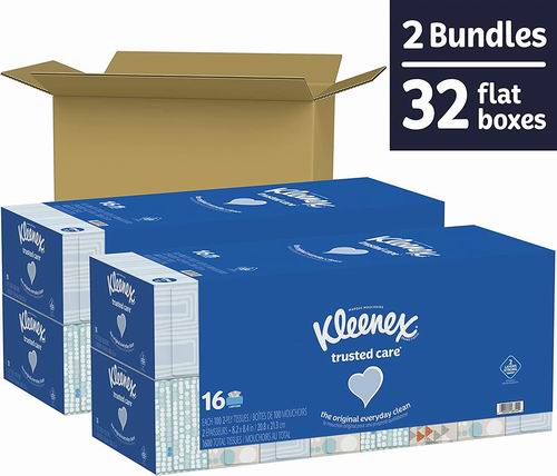  Kleenex 舒洁 Trusted Care Everyday 超软面巾纸/抽纸（100抽x32盒）超值装 28.12加元！每盒0.88加元