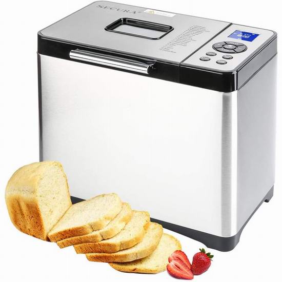  Secura MBF-016 MBG-016 19合一 2.2磅 可编程自动面包机 116.81加元包邮！增加酸奶、果酱等功能！