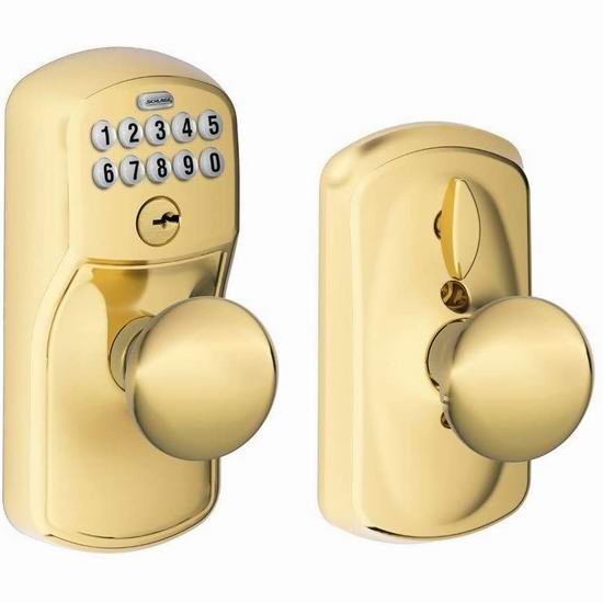  Schlage 西勒奇 FE575 PLY 自动上锁 家用电子密码门锁4.2折 109.18加元包邮！