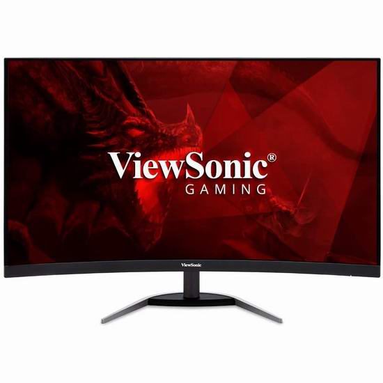  新品预售：ViewSonic 优派 VX3268-2KPC-MHD 32英寸 1440p 144Hz 1ms 曲面屏 护眼 2K超高清 游戏显示器 308.79加元包邮！比官网便宜111.41加元！