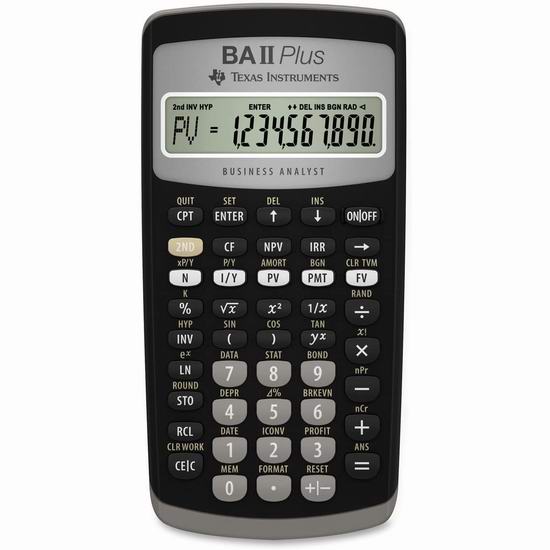  历史新低！Texas Instruments BA II Plus 财会考试专用 金融计算器4.7折 23.47加元！CFA考试必备！