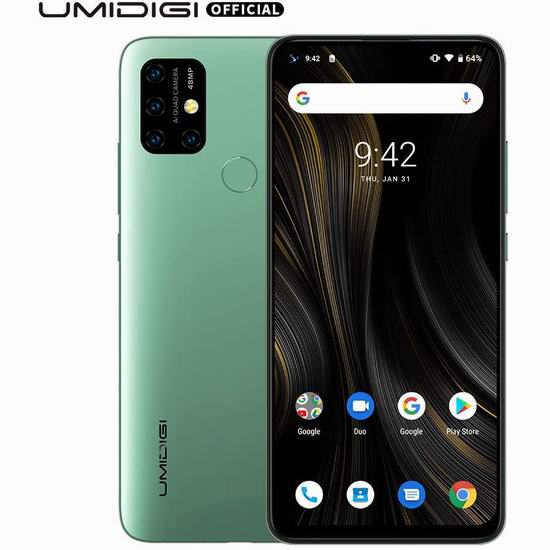  UMIDIGI Power3 6.53英寸 FHD+ 全面屏 双卡双待 4镜头 解锁版智能手机（4GB+64GB） 220.99加元限量特卖并包邮！