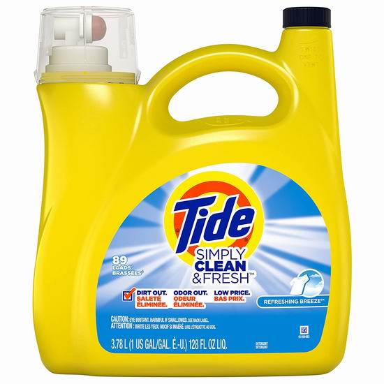  补货：历史新低！Tide 汰渍 Simply Clean and Fresh 洗衣液3.78升装（89缸）5.4折 6.53加元包邮！