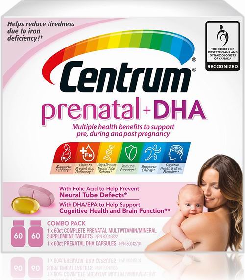  Centrum  孕前/孕期含DHA复合维生素 60粒 18.97加元，原价 23.97加元