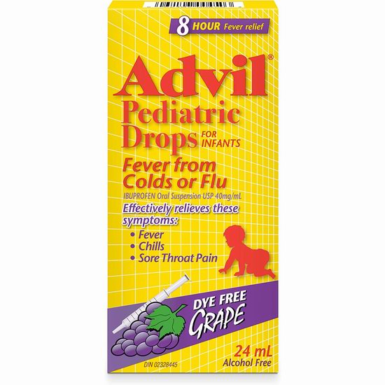  补货！Advil 水果味 布洛芬 8小时长效 4月-3岁婴幼儿退烧止痛滴剂6.9折 9.67加元！