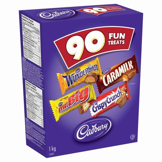  Cadbury 吉百利 Hal Choc 万圣节巧克力糖果（90支装，1公斤） 9.99加元！