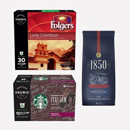  金盒头条：精选 Folgers、Starbucks、NESCAFÉ 等品牌咖啡胶囊、咖啡豆6.3折起！