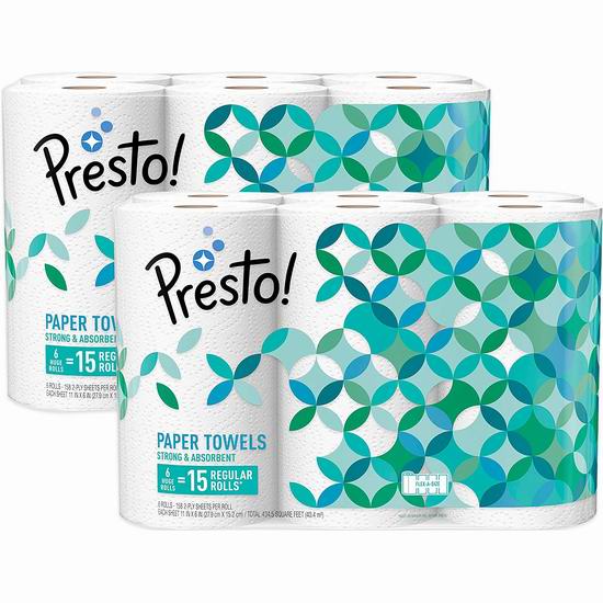  Presto! Flex-a-Size 厨房用纸（12大卷）31.77加元！纸量相当于30卷！