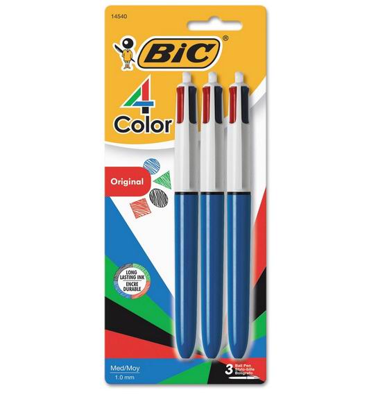  BIC 4合1彩色笔套装 5.29加元（原价 11.39加元，3支）