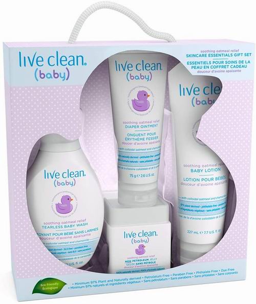  Live Clean 宝宝洗发水+乳液+尿布霜 4件套 18.98加元，原价 22.99加元