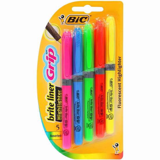  BIC Brite 荧光笔5件套3.8折 2加元！