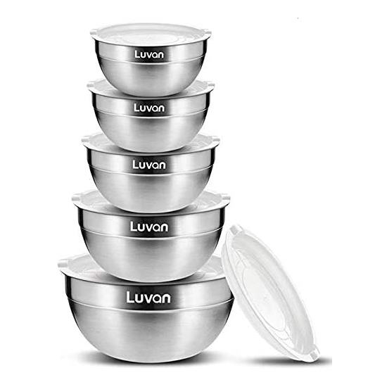  Luvan 304不锈钢 不锈钢搅拌碗/搅拌盆5件套 7.7折 26.99加元！