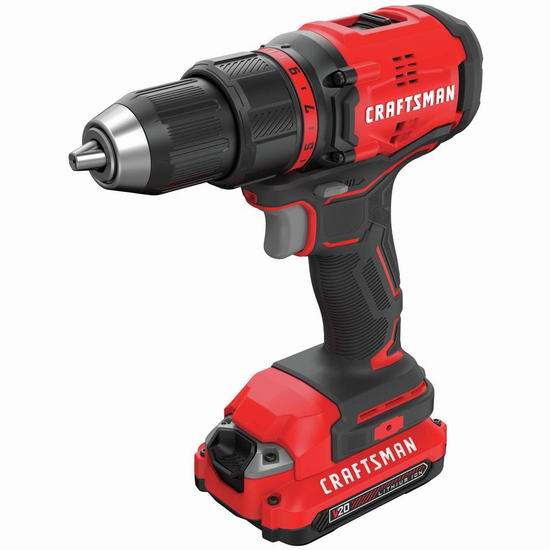  历史最低价！CRAFTSMAN V20 CMCD710C2  20V MAX 无刷电钻/起子机 99加元包邮！