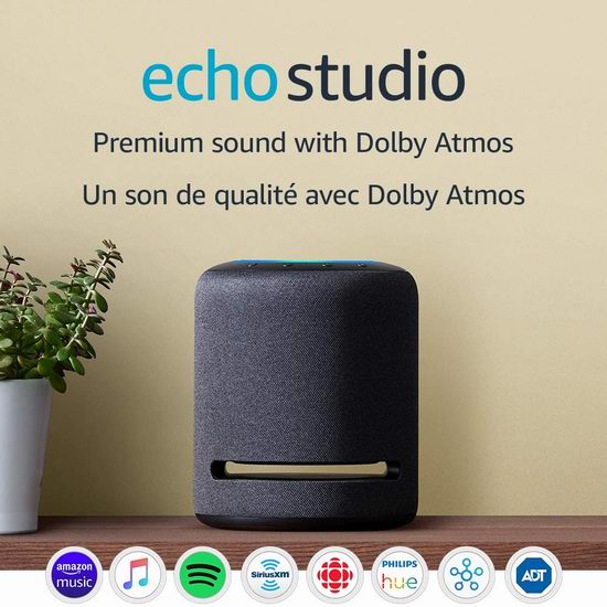  Echo Studio 3D环绕 杜比全景声 旗舰级智能音箱 199.99加元（原价 259.99加元）！2色可选！