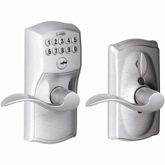  Schlage 西勒奇 FE595 CAM 626 家用电子密码门锁 129.58加元包邮！2色可选！HomeDepot同款189加元！