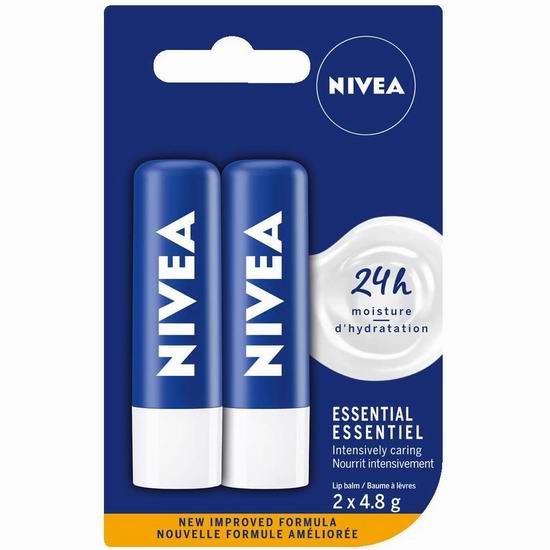  NIVEA Essential 深层滋润保湿唇膏2支装 1.5加元