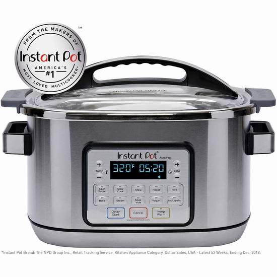  Instant Pot Aura 8夸脱大容量 11合1 多功能智能慢炖锅 99.26加元包邮！