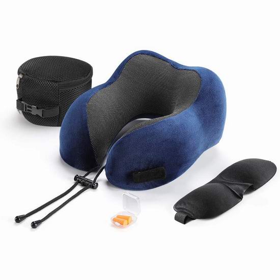  Tchipie 舒适U型 记忆海绵护颈枕 12.99加元！送耳塞+眼罩！