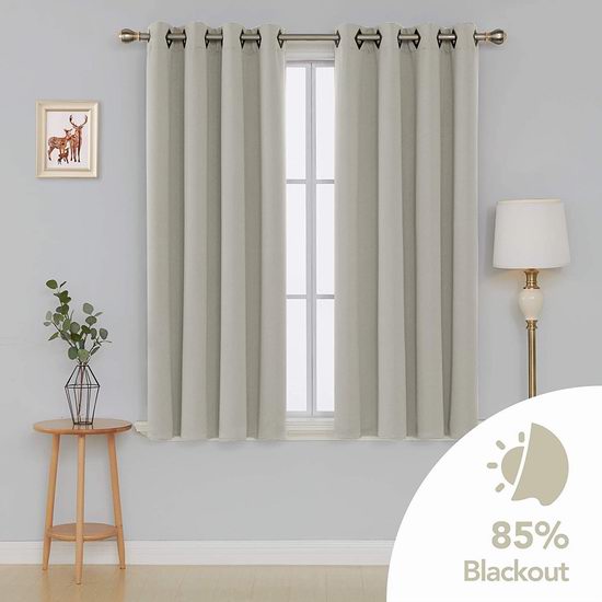  Deconovo 52x63英寸 阻光降噪节能窗帘（双片）15.79加元起！多色可选！