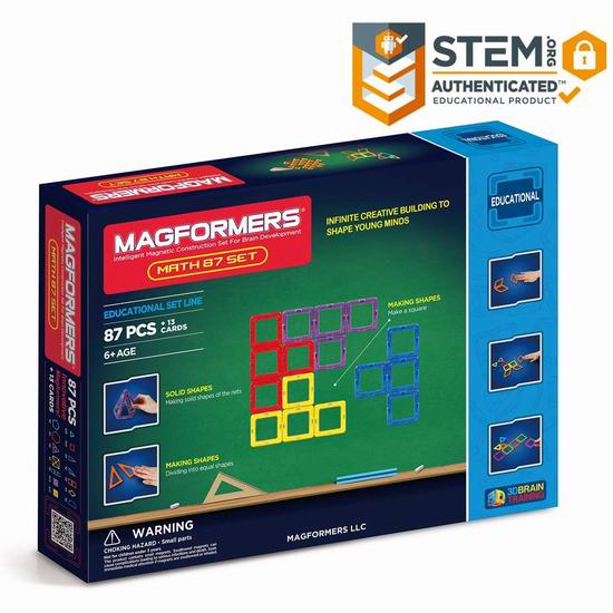  Magformers Educational Math 益智磁力积木87件套4折 88.86加元包邮！