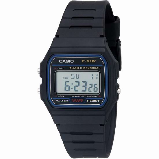  Casio 卡西欧 F91W-1 男士电子腕表7.8折 18.68加元！