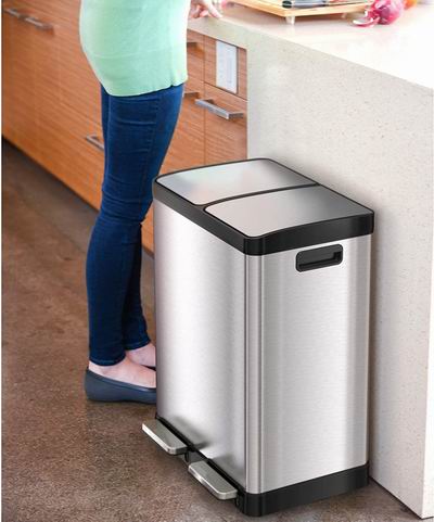  iTouchless SoftStep 61升不锈钢垃圾桶& 回收桶 带双异味控制系统 8折 219.99加元（276加元）