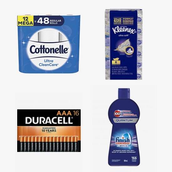  黑五头条：精选 Cottonelle、Kleenex、Duracell、Finish 等品牌卫生纸、面巾纸、电池、洗碗液、洗衣液等日用品5.1折起！