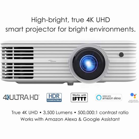  网购周头条：历史新低！Optoma UHD52ALV 真4K超高清 家庭影院 智能投影仪 1975加元包邮！