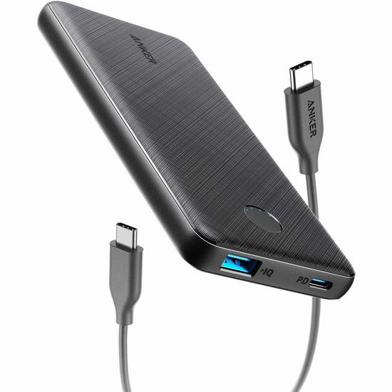  历史新低！升级版 Anker PowerCore 10000mAh 18W USB-C 超便携 智能移动电源/充电宝 24.99加元包邮！