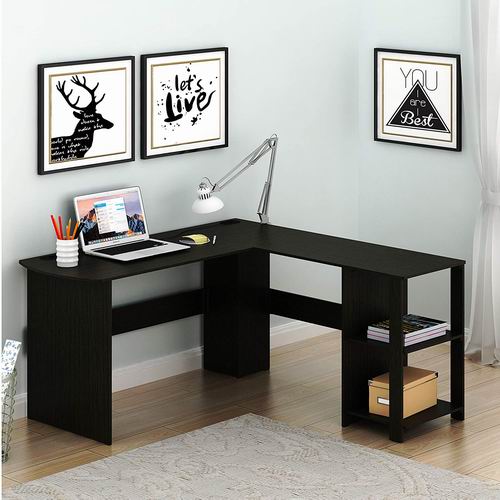  SHW 胡桃木L型转角办公桌/书桌  129.87加元（2色），原价 159.99加元，包邮
