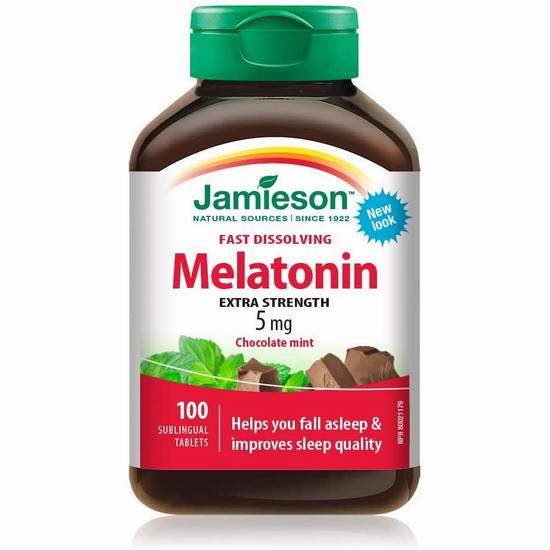  Jamieson 健美生 Melatonin 褪黑素速效片（5毫克 x 100片）5.4加元！滋补调养 改善睡眠！