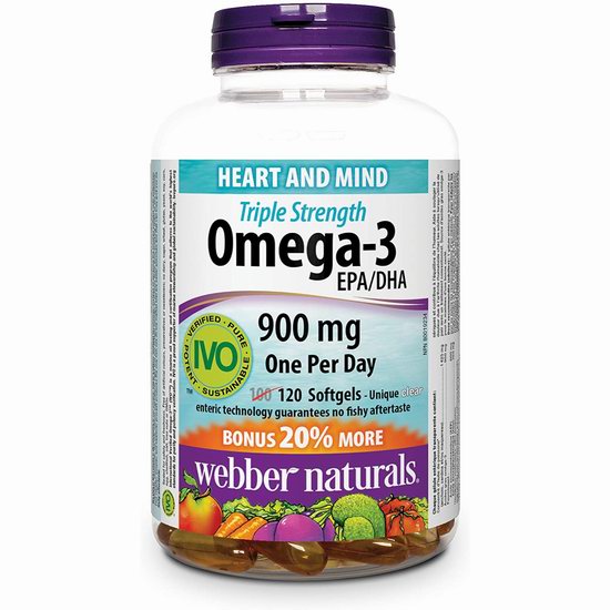  Webber Naturals 伟博 三倍强效 Omega-3 鱼油（120粒） 21.82加元（原价 29.99加元）