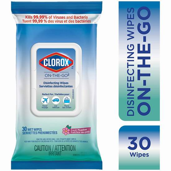 Clorox 高乐氏 随身带 杀灭99.99%病毒 消毒清洁湿纸巾30片装 1.87加元！