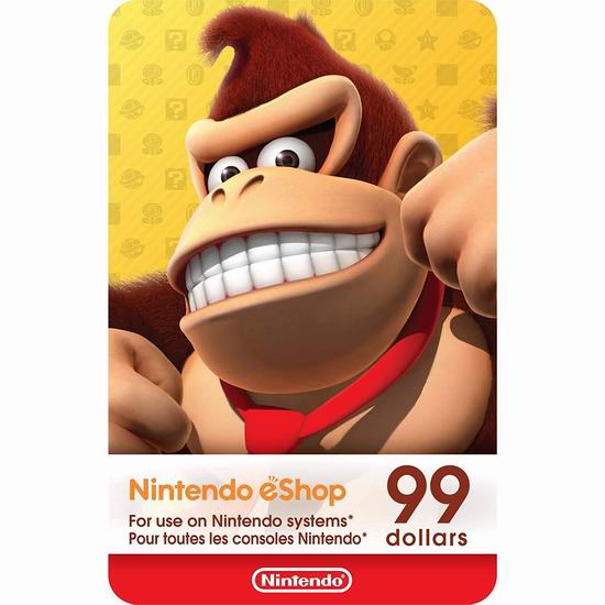  Nintendo 任天堂 eShop 价值99加元电子礼品卡仅售93.99加元！