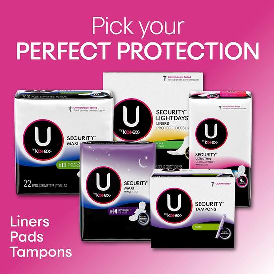  U by Kotex 卫生巾、卫生护垫及卫生棉条1.99加元起+额外9.5折！