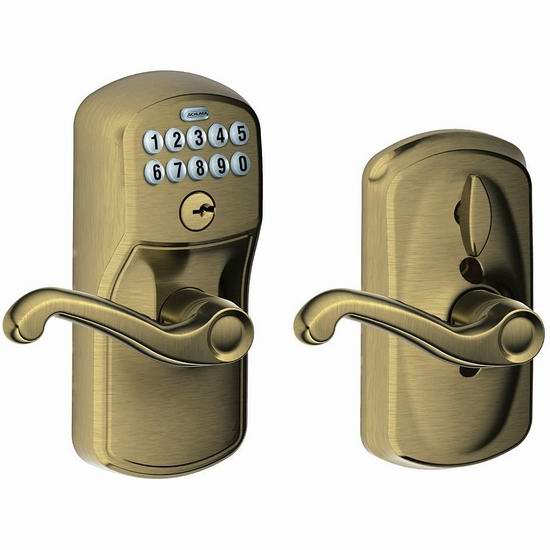  Schlage 西勒奇 FE595 V PLY 609 FLA 家用电子密码门锁 110.97加元包邮！