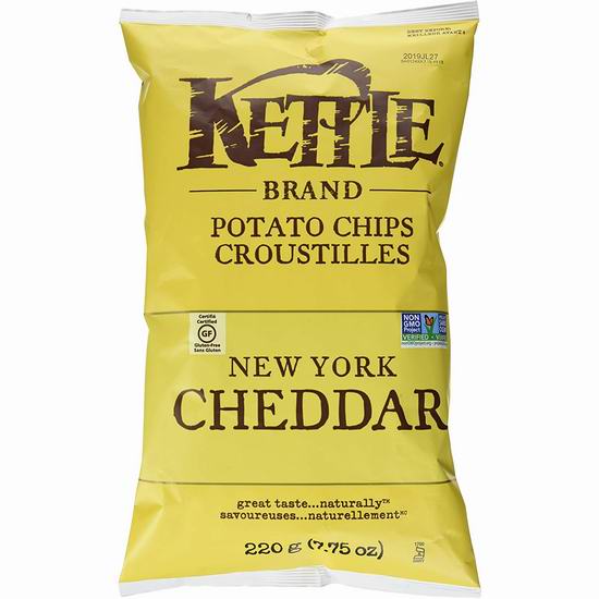  Kettle Chips New York Cheddar 纽约切达薯片220克装5折 2加元！