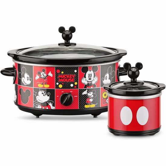  Disney 迪士尼 DCM-502 超可爱米老鼠 5夸脱不锈钢慢炖锅 + 20盎司食物加热锅 49.88加元包邮！