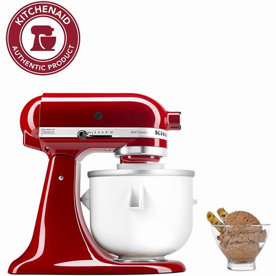  KitchenAid KICA0WH 厨师机专用 冰淇淋机搅拌桶6折 89.99加元包邮！轻松制作冰淇淋！