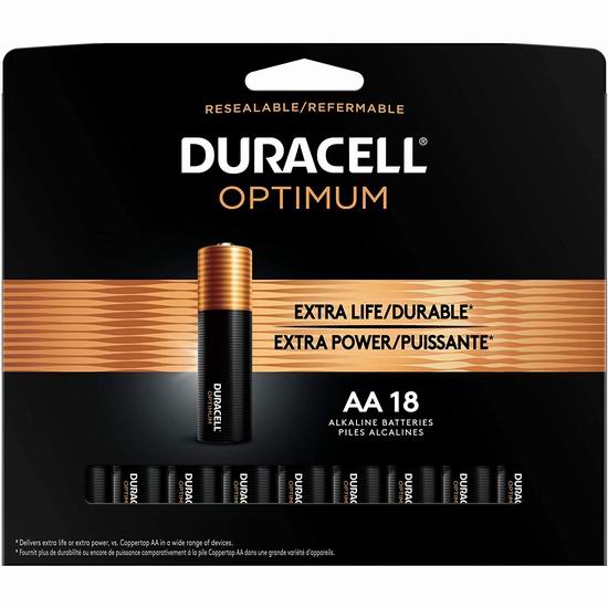  Duracell 金霸王 Optimum AA碱性电池18件套 15加元！