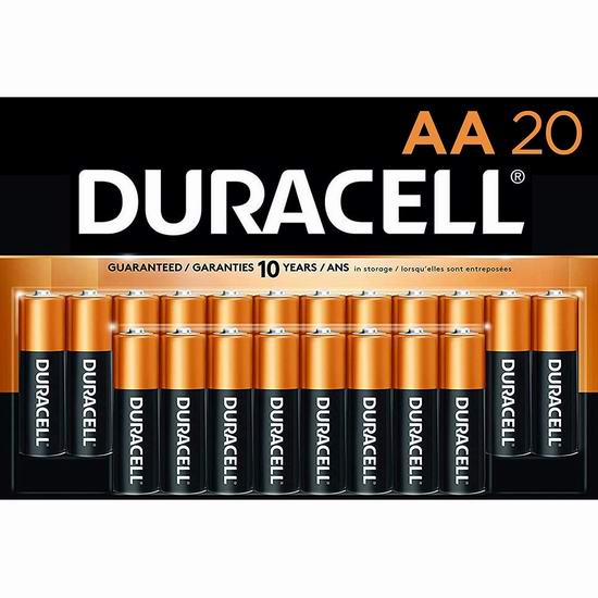  Duracell 金霸王 CopperTop AA碱性电池20件套 15.52加元（原价 24.99加元）