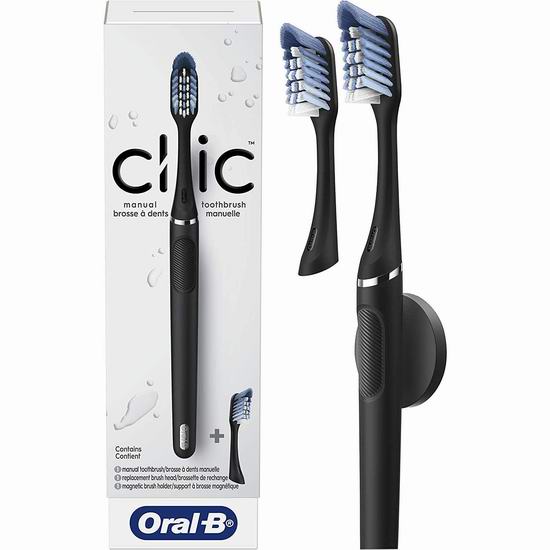  金盒头条：历史新低！Oral B Clic 手动牙刷 18.99加元包邮！配备2个更换刷头！2色可选！荣获德国iF设计大奖！