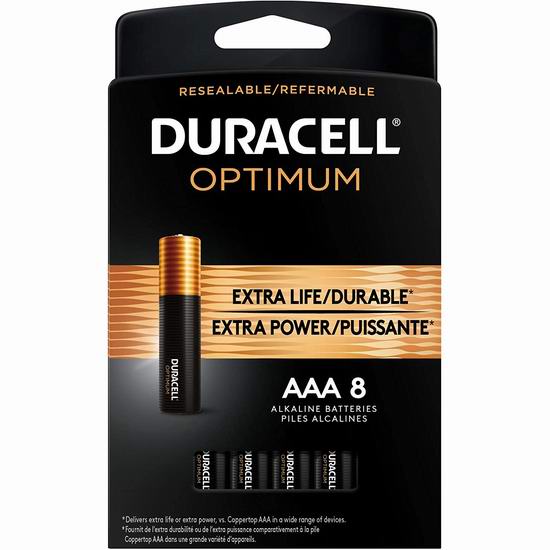  精选多款 Duracell 金霸王 Optimum AA/AAA碱性电池套装7.3折起！