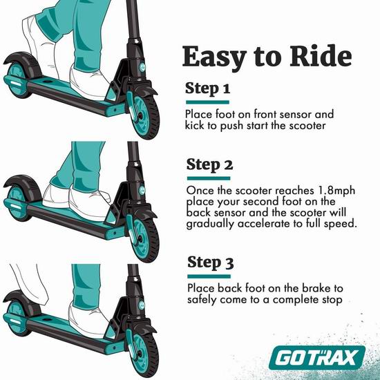 GOTRAX GKS 25.2V 二合一 儿童电动滑板车6.1折 169.99加元包邮！3色可选！会员专享！