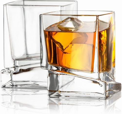  JoyJolt Carre方形苏格兰威士忌酒杯10盎司 2件套 8.5折 32.25加元