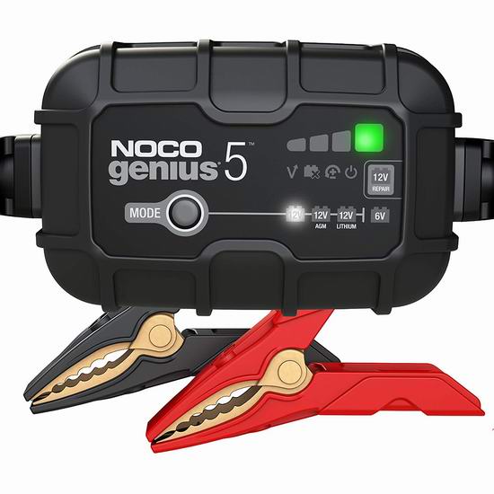 历史新低！NOCO GENIUS5 5安培 汽车电瓶紧急启动电源/电瓶养护充电器6.3折 75.47加元包邮！