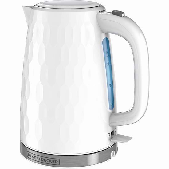  BLACK+DECKER KE1560WC 1.7升白色电热水壶7.8折 38加元包邮！