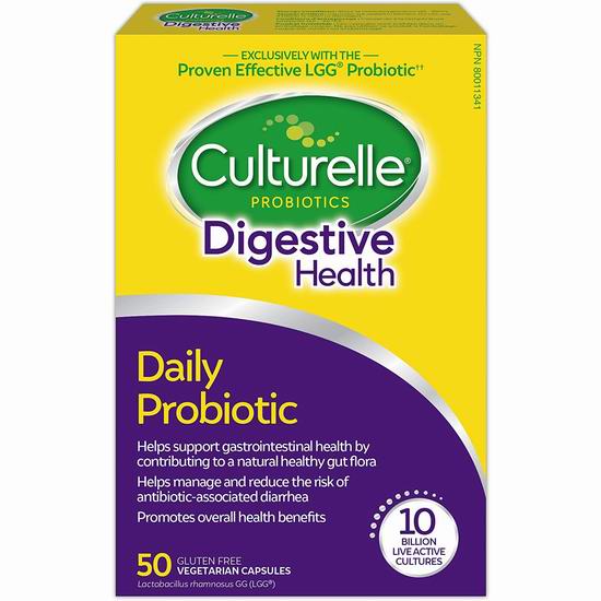  Culturelle Digestive Health 100亿活性益生菌胶囊（50粒）6.9折 35.12加元包邮！