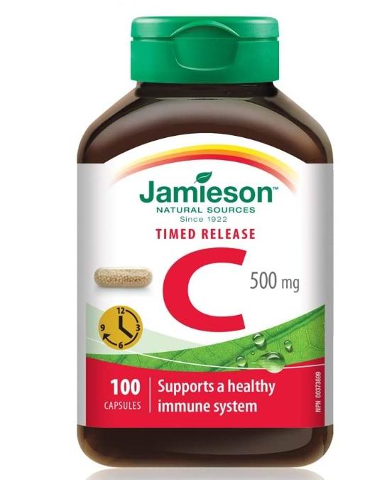  Jamieson 健美生 维生素C胶囊 500 mg 长效缓释 100粒 7.99加元，原价 12.39加元